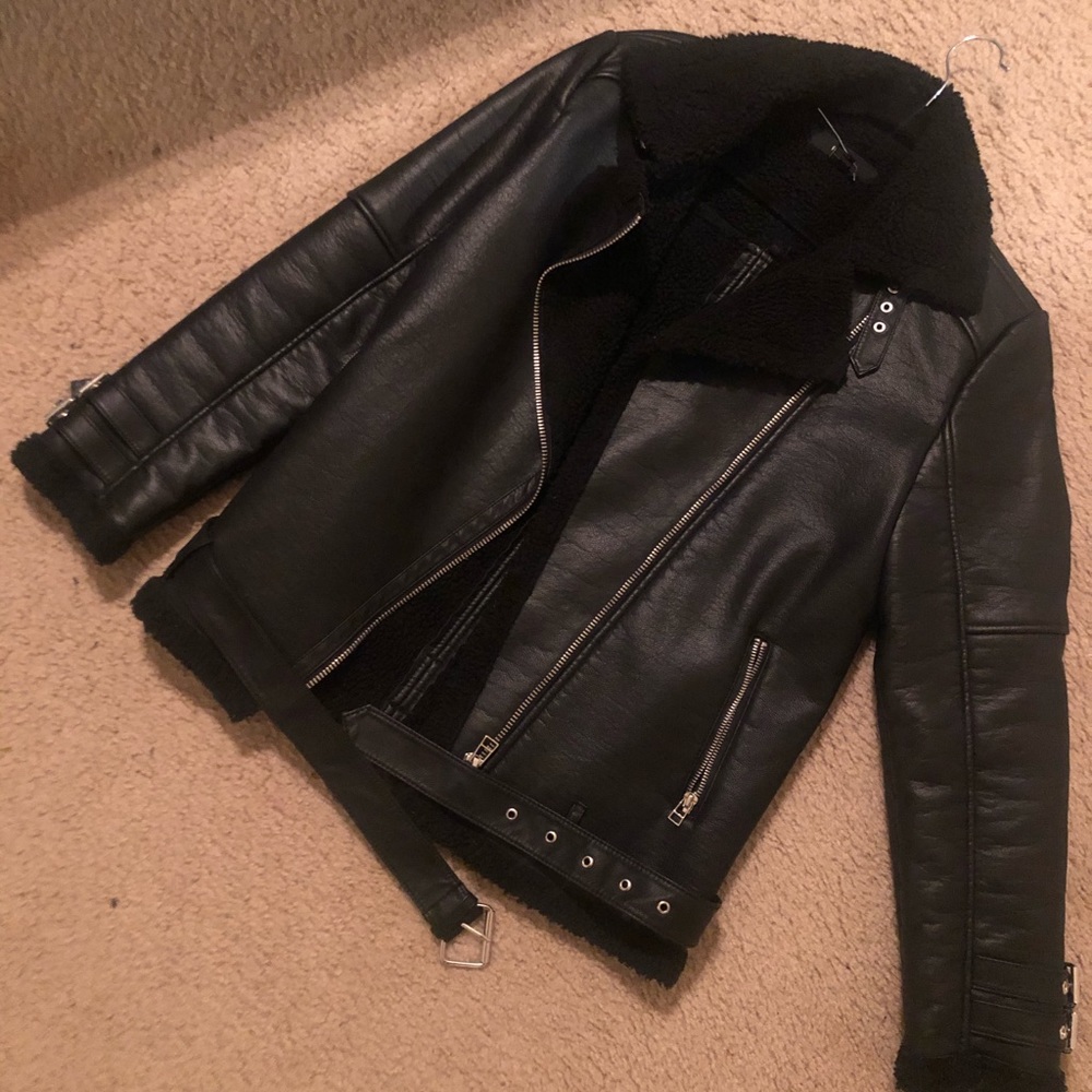 Faux leather Sherling Jacket